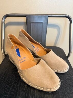 Verbenas Carmen Suede Espadrille Wedge Shoes Taupe Made in Spain EU 38